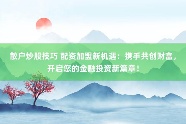 散户炒股技巧 配资加盟新机遇：携手共创财富，开启您的金融投资新篇章！