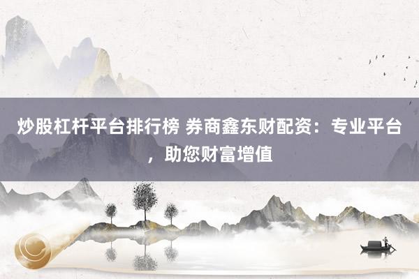 炒股杠杆平台排行榜 券商鑫东财配资：专业平台，助您财富增值