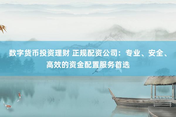 数字货币投资理财 正规配资公司：专业、安全、高效的资金配置服务首选