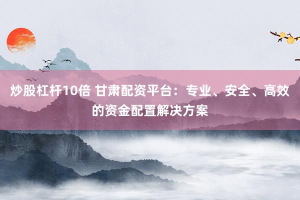 炒股杠杆10倍 甘肃配资平台：专业、安全、高效的资金配置解决方案