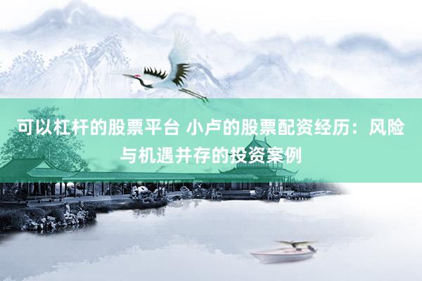 可以杠杆的股票平台 小卢的股票配资经历：风险与机遇并存的投资案例